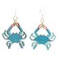 blue crab wood earrings