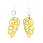 lemon yellow leafed blossom rose earrings