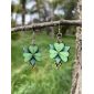 geometric shamrock wood earrings