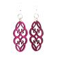Fuschia heart in vines wood blossom earrings