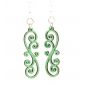 Emerald scrolly vine wood blossom earrings